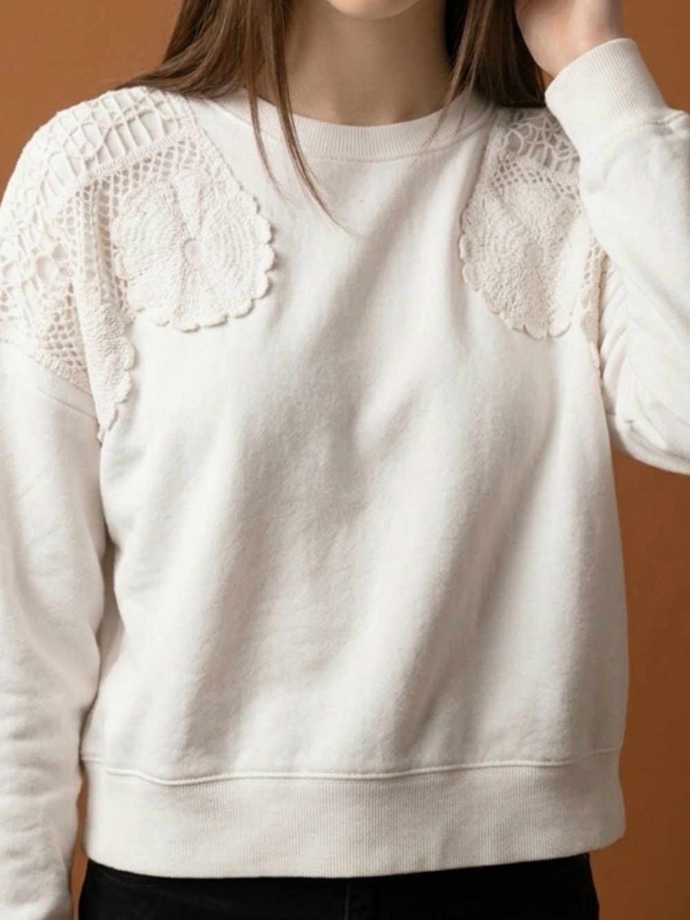 C&C California Crochet Appliqué Sweatshirt